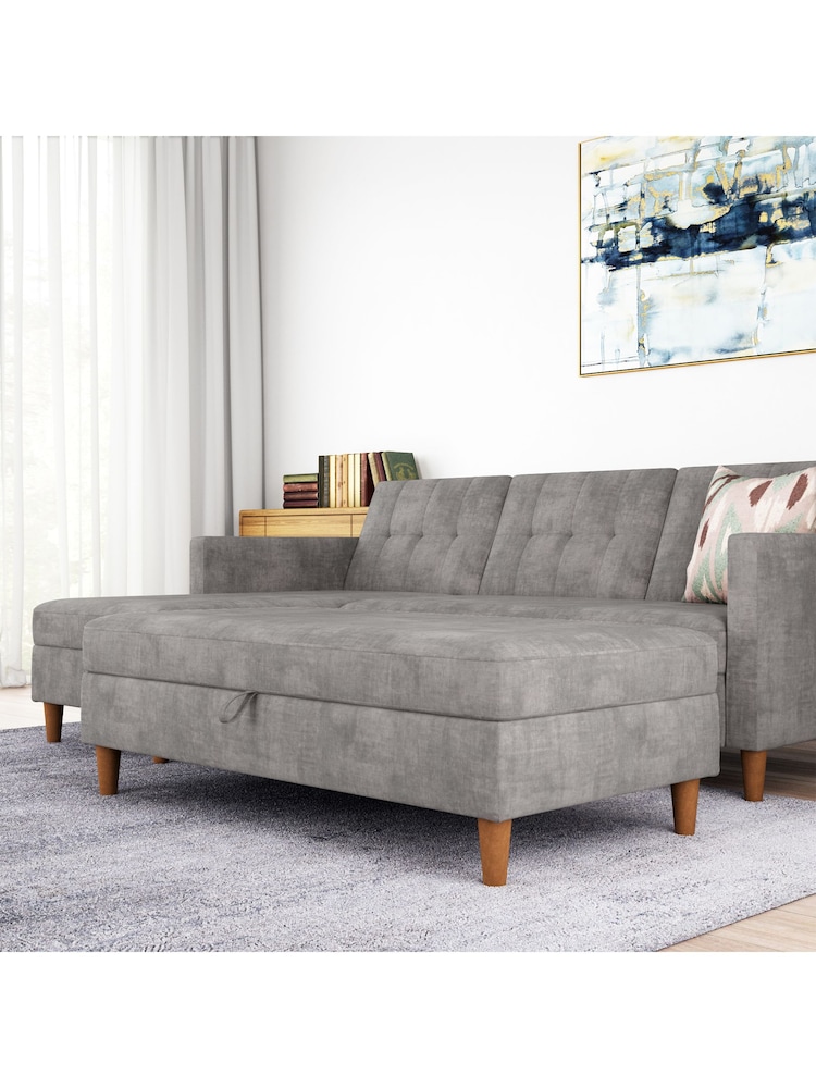 Dorel Home Grey Hartford Chenille Storage Ottoman - Image 1 of 4