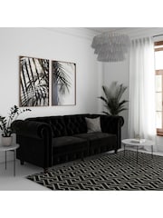Dorel Home Black Felix Velvet Chesterfield Sofa Bed - Image 1 of 6