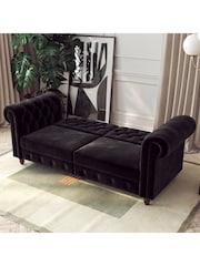 Dorel Home Black Felix Velvet Chesterfield Sofa Bed - Image 2 of 6