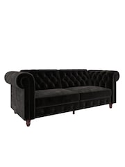 Dorel Home Black Felix Velvet Chesterfield Sofa Bed - Image 3 of 6