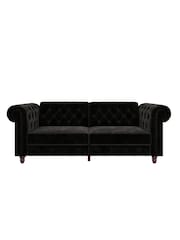Dorel Home Black Felix Velvet Chesterfield Sofa Bed - Image 4 of 6