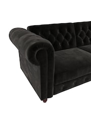 Dorel Home Black Felix Velvet Chesterfield Sofa Bed - Image 6 of 6