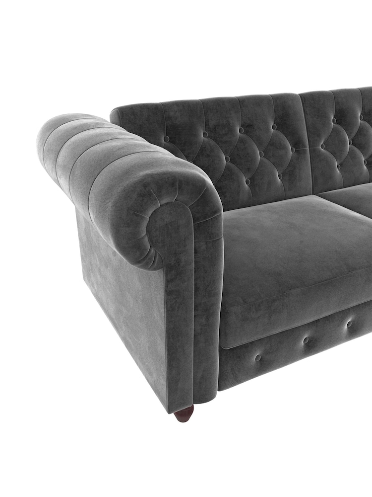 Dorel Home Grey Felix Velvet Chesterfield Sofa Bed - Image 6 of 6