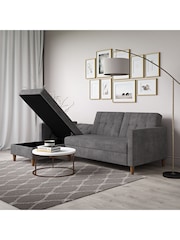 Dorel Home Grey Chenille Sofa Bed with Storage Chaise - Image 1 of 6