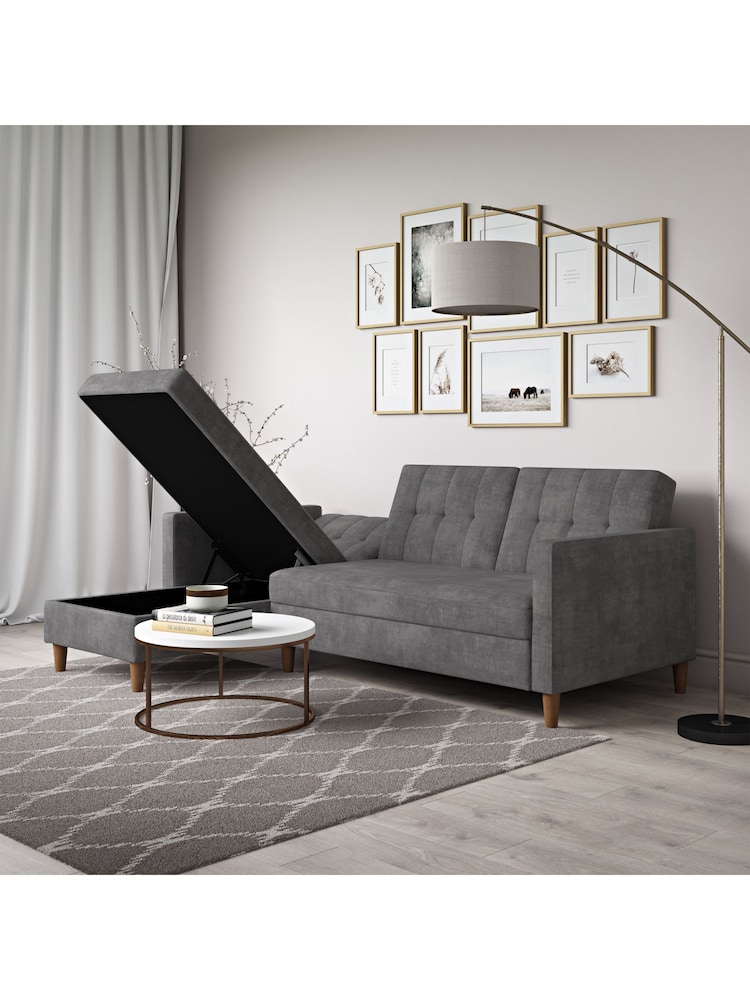 Dorel Home Grey Chenille Sofa Bed with Storage Chaise - Image 1 of 6