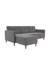 Dorel Home Grey Chenille Sofa Bed with Storage Chaise - Image 3 of 6