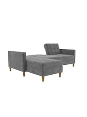 Dorel Home Grey Chenille Sofa Bed with Storage Chaise - Image 4 of 6