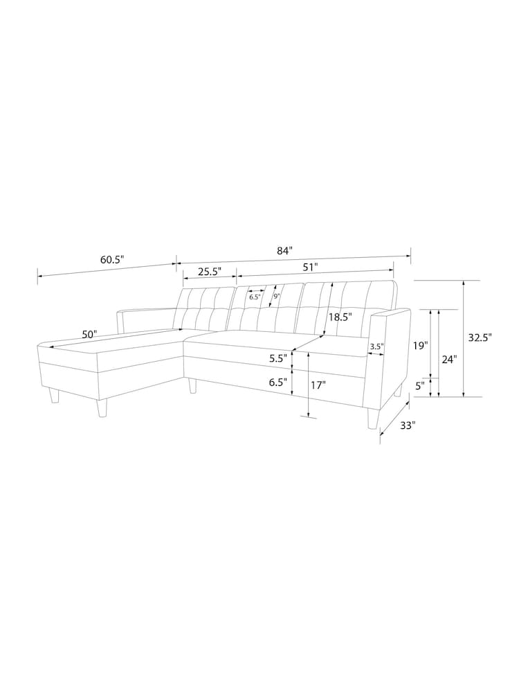 Dorel Home Grey Chenille Sofa Bed with Storage Chaise - Image 6 of 6