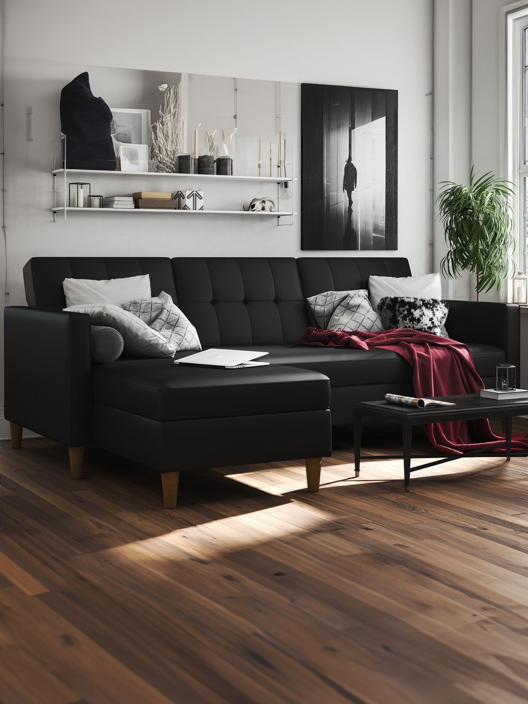 Dorel Home Hartford Corner Sofa Bed Chaise With Storage - Left Or Right Hand Side - Image 5