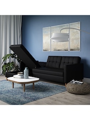 Dorel Home Black Chenille Sofa Bed with Storage Chaise - Image 2 of 6