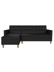Dorel Home Black Chenille Sofa Bed with Storage Chaise - Image 3 of 6