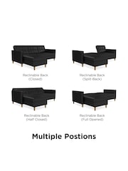 Dorel Home Black Chenille Sofa Bed with Storage Chaise - Image 5 of 6