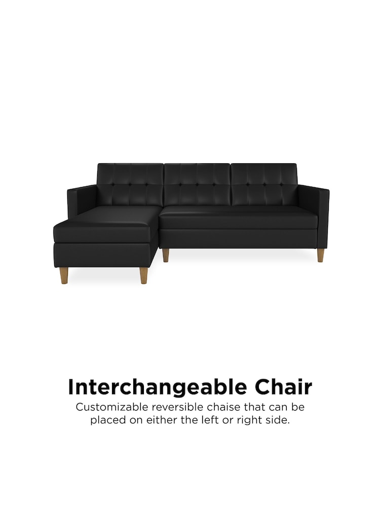 Dorel Home Black Chenille Sofa Bed with Storage Chaise - Image 6 of 6