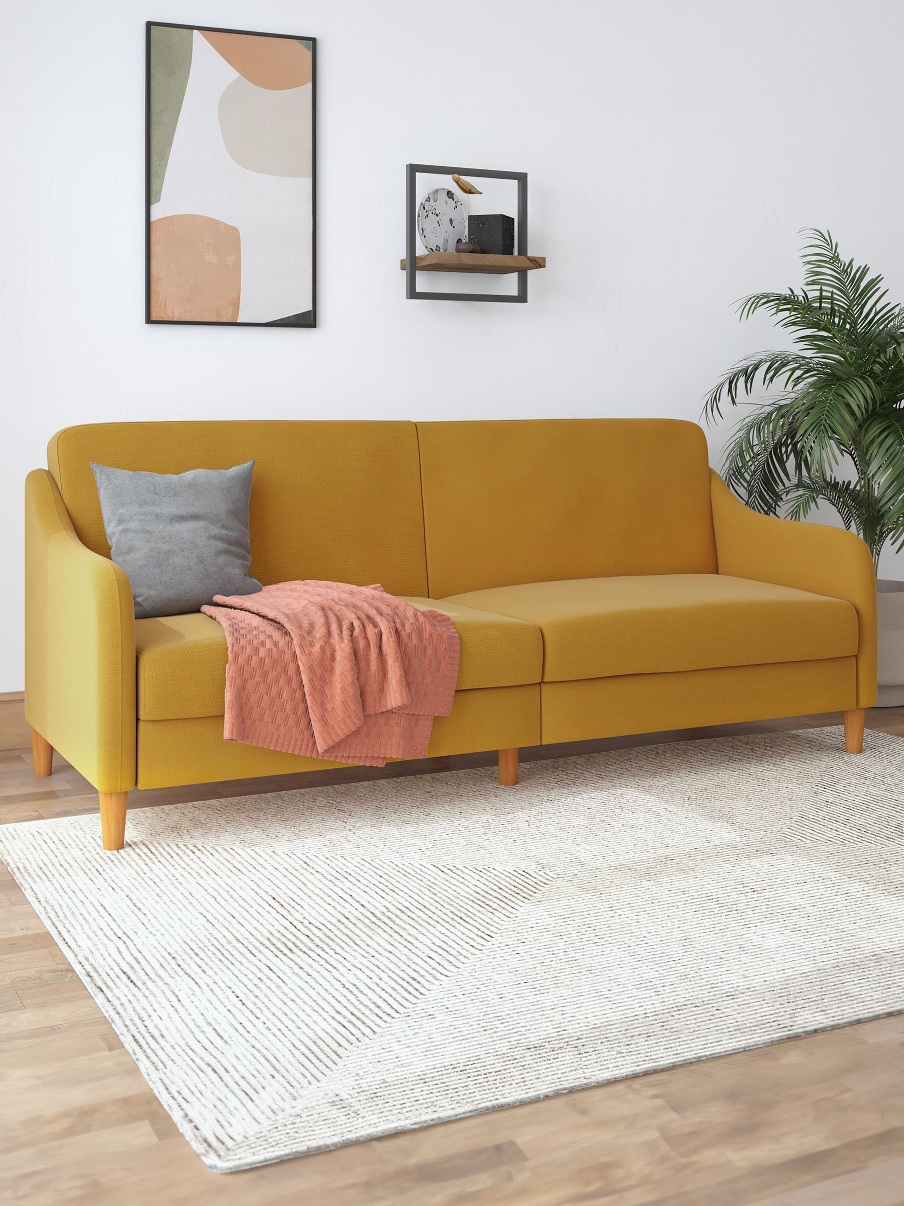 Dorel Jasper Futon Sofa Bed - Yellow Linen - Image 4