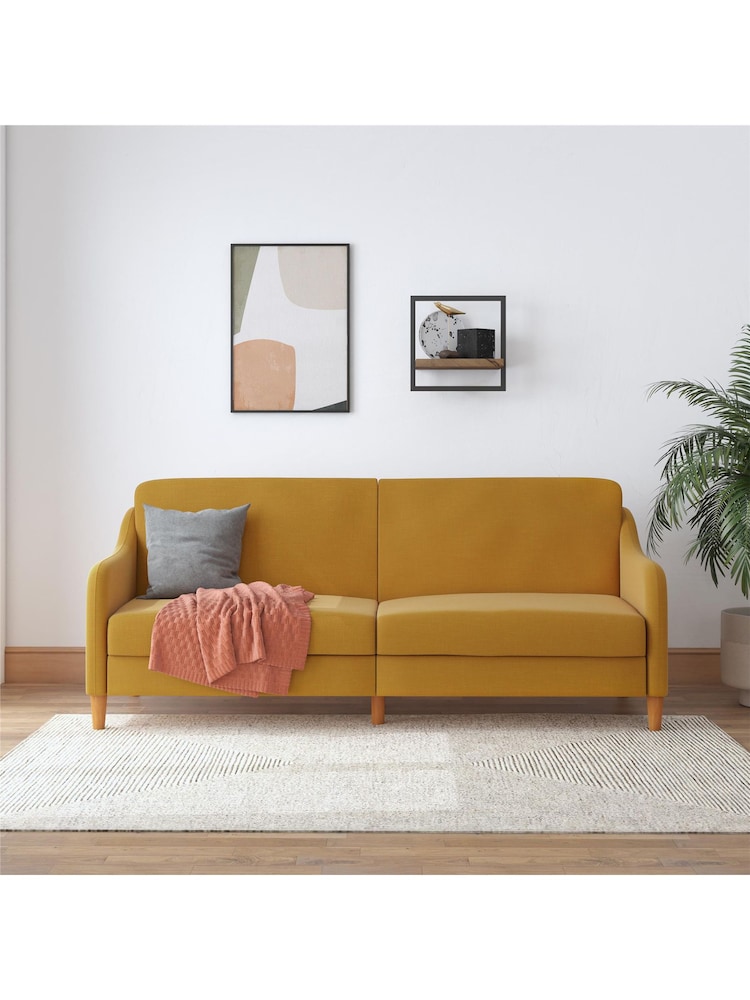 Dorel Home Mustard Jasper Linen Sprung Sofa Bed - Image 1 of 3