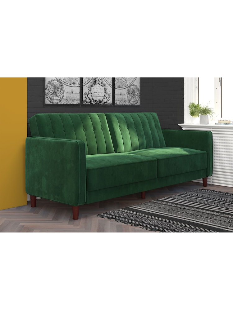 Dorel Home Green Velvet Sofa Bed - Image 1 of 4