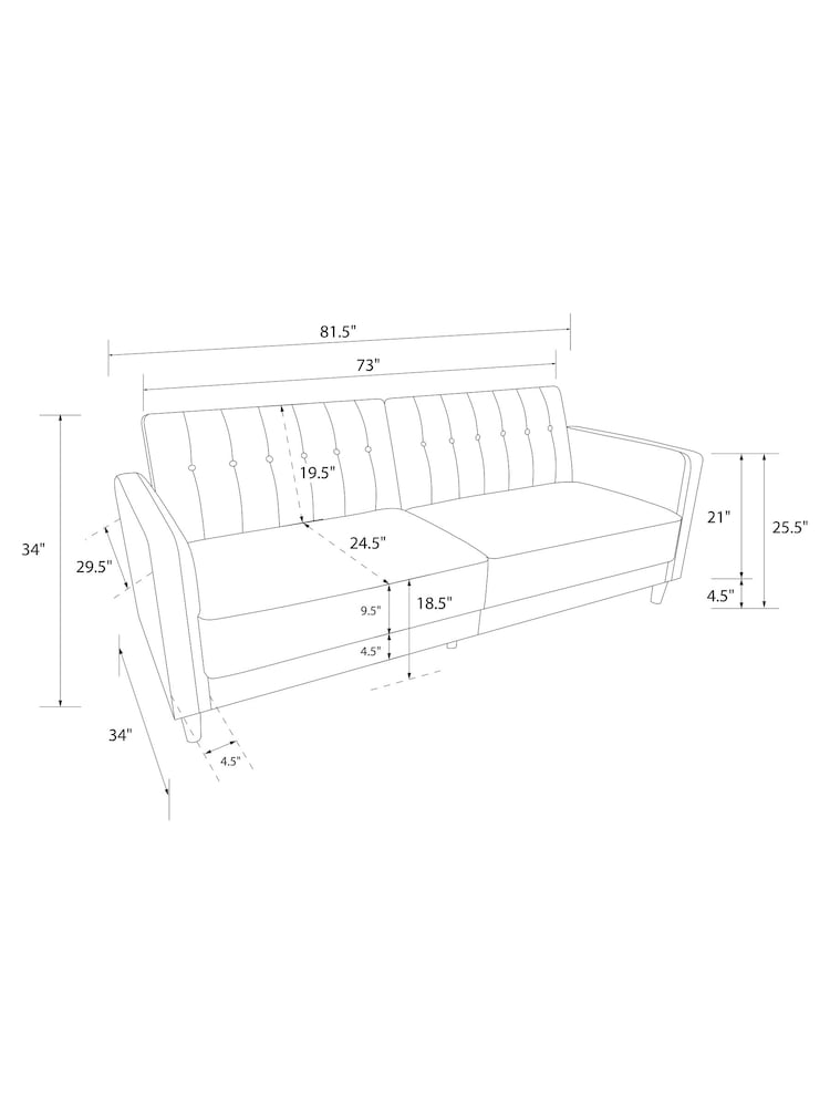 Dorel Home Green Velvet Sofa Bed - Image 4 of 4