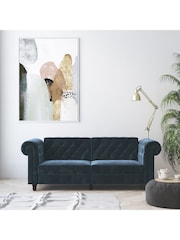 Dorel Home Blue Felix Velvet Chesterfield Sofa Bed - Image 3 of 6