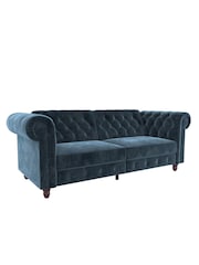 Dorel Home Blue Felix Velvet Chesterfield Sofa Bed - Image 4 of 6