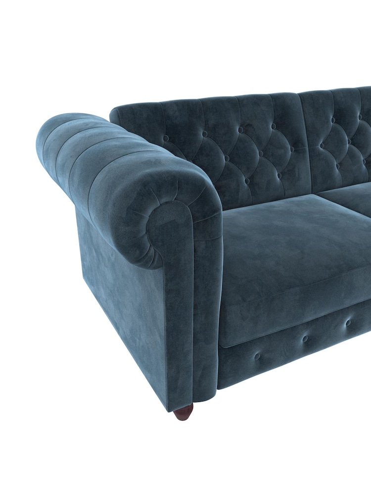 Dorel Home Blue Felix Velvet Chesterfield Sofa Bed - Image 6 of 6