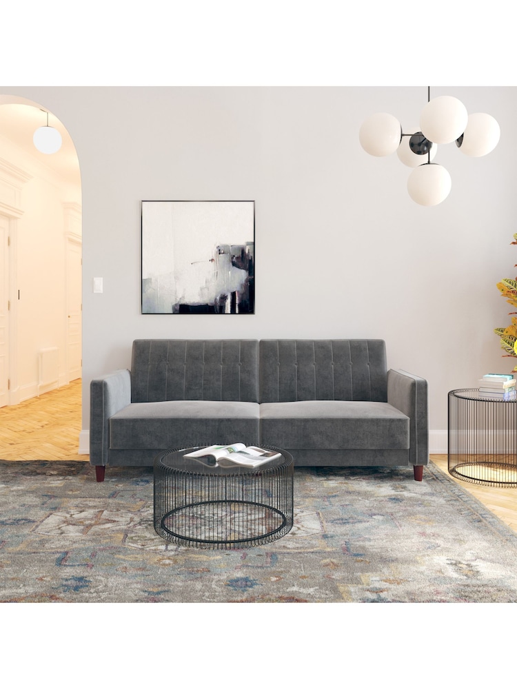 Dorel Home Grey Velvet Sofa Bed - Image 2 of 4