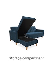 Dorel Home Blue Chenille Sofa Bed with Storage Chaise - Image 4 of 5