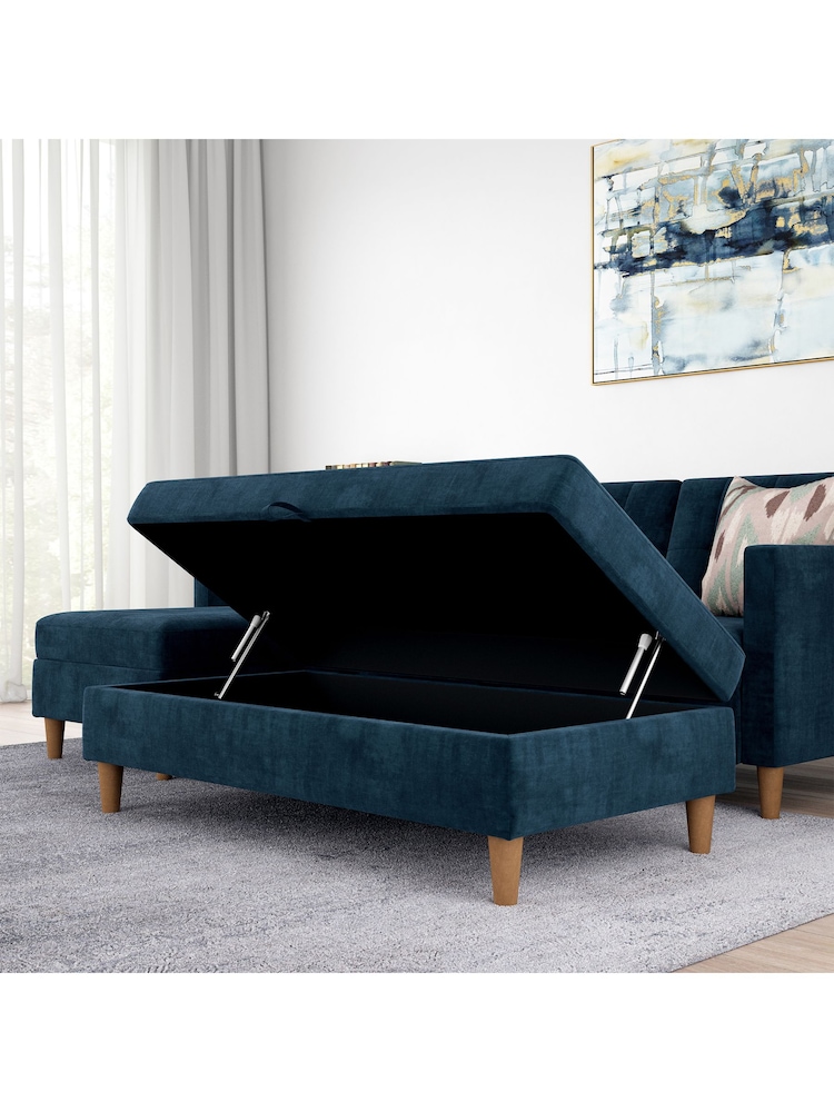 Dorel Home Blue Hartford Chenille Storage Ottoman - Image 1 of 4