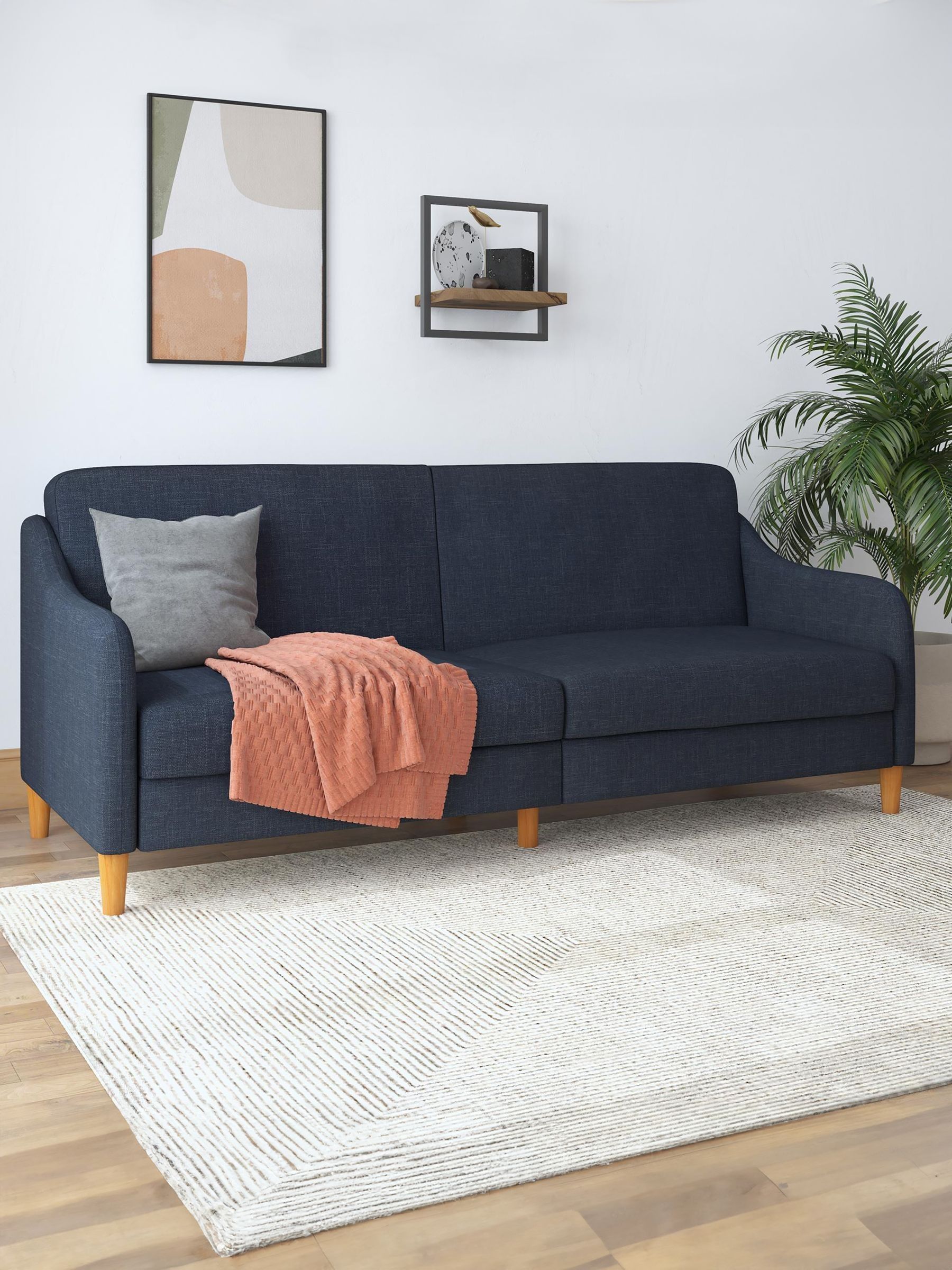Dorel Jasper Linen Futon Sofa Bed - Blue - Image 4