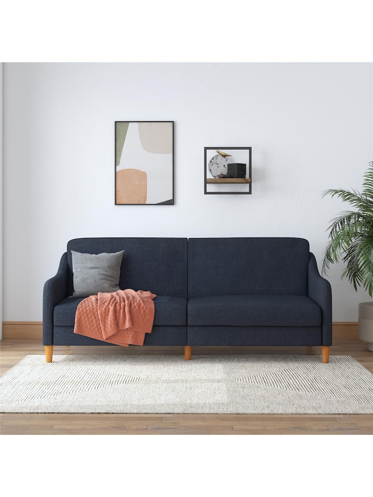 Dorel Home Navy Jasper Linen Sprung Sofa Bed - Image 2 of 5