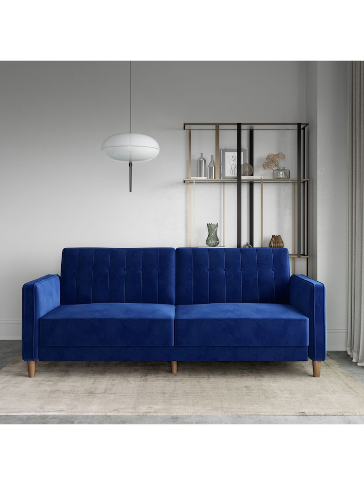 Dorel Home Blue Velvet Sofa Bed - Image 2 of 5