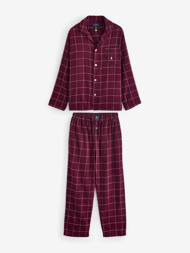 Polo Ralph Lauren Plaid Printed 100% Cotton Flannel Shirt Pyjama Set - Image 1 of 3