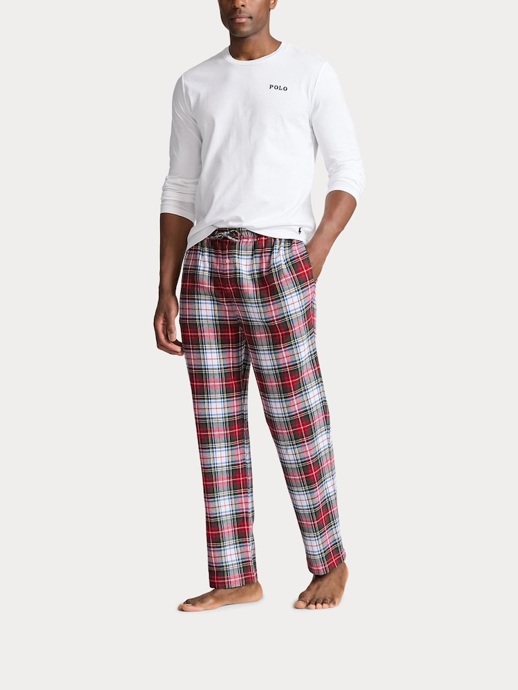 Белый - Polo Ralph Lauren 100пижама из % хлопка и фланели - Image 1 of 5