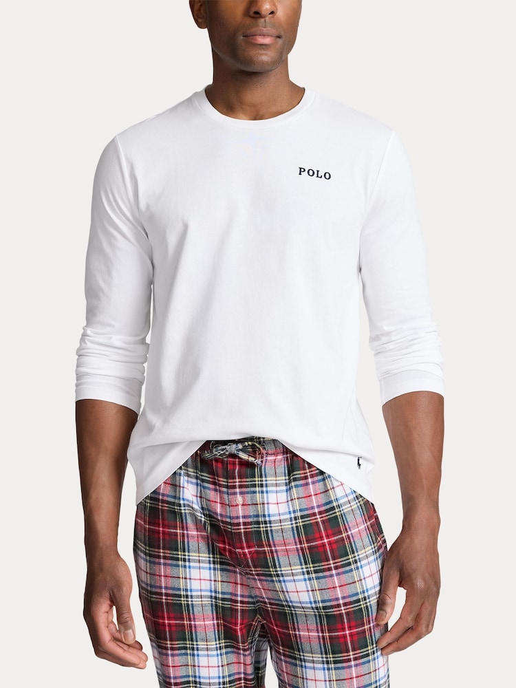Белый - Polo Ralph Lauren 100пижама из % хлопка и фланели - Image 2 of 5