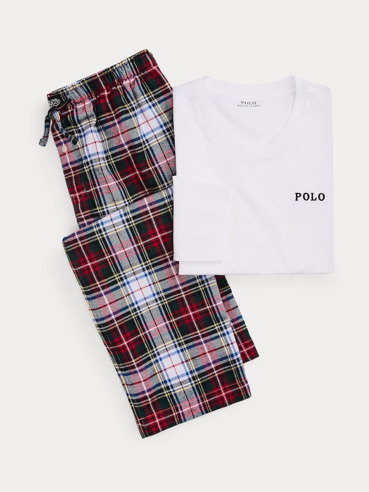 Белый - Polo Ralph Lauren 100пижама из % хлопка и фланели - Image 5 of 5