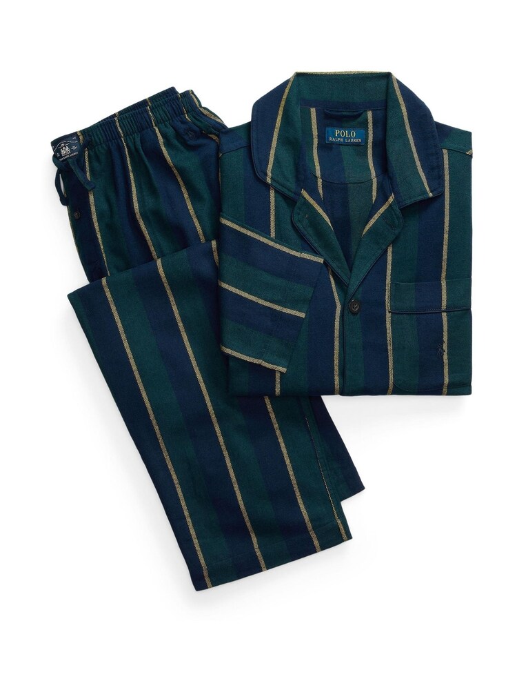 Polo Ralph Lauren Plaid Printed 100% Cotton Flannel Shirt Pyjama Set - Image 1 of 8