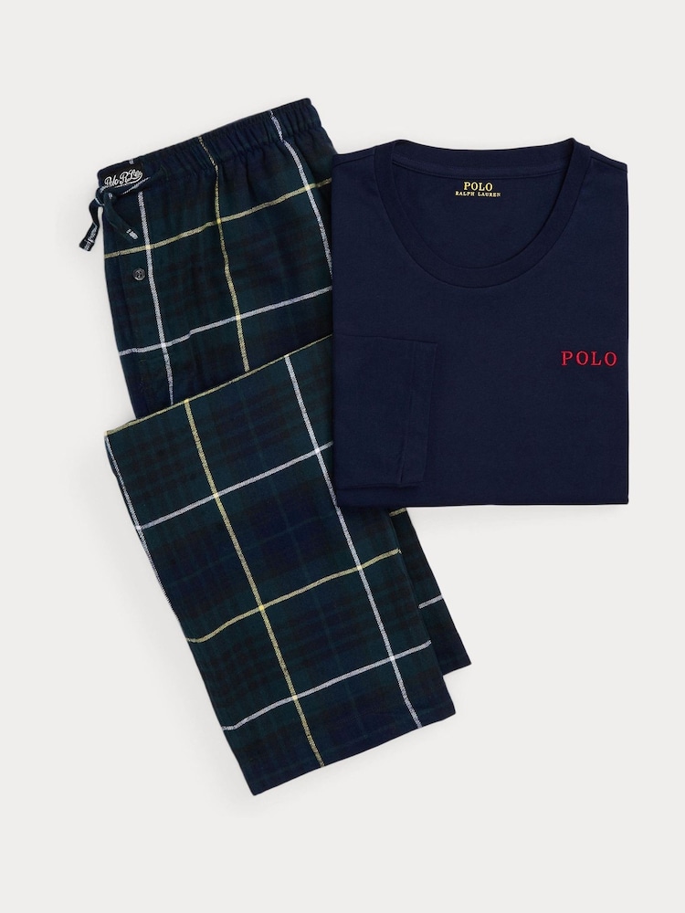 Синий - Polo Ralph Lauren 100пижама из % хлопка и фланели - Image 5 of 5