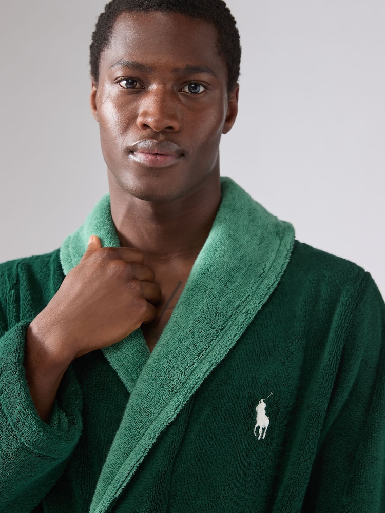 Polo Ralph Lauren Green Contrast Detail Terry Robe - Image 3 of 4