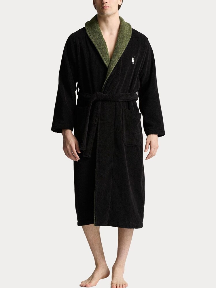 Polo Ralph Lauren Black Contrast Detail Terry Robe - Image 1 of 3