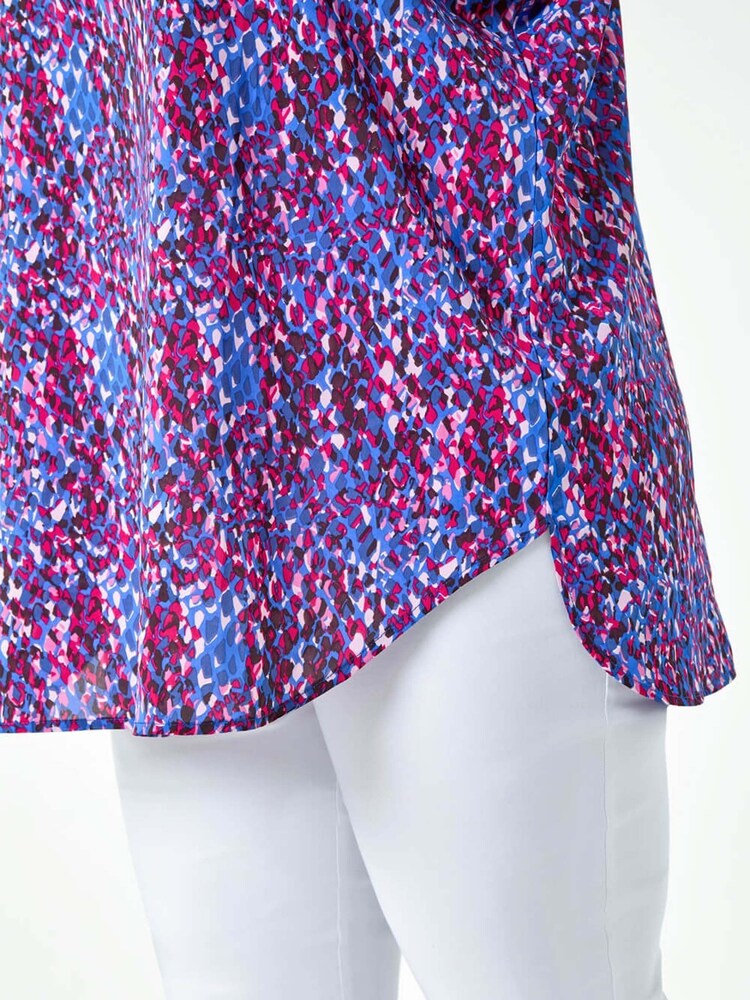 Roman Purple Abstract Print Dipped Hem Top - Image 5 of 5 Roman Purple Abstract Print Dipped Hem Top - Image 5 of 5