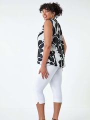 Roman Black Abstract Bubble Hem Keyhole Top - Image 3 of 5