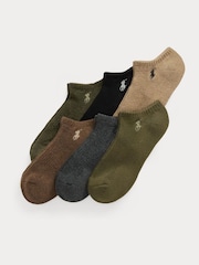 Polo Ralph Lauren Brown Cushioned Low-Cut Socks 6 Pack - Image 1 of 4