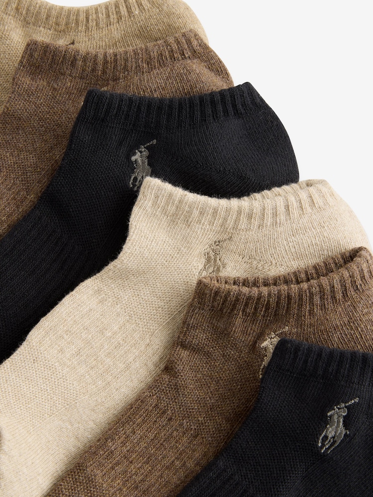 Polo Ralph Lauren Brown Cushioned Low-Cut Socks 6 Pack - Image 2 of 4