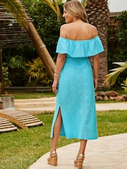 Sosandar Blue Crochet Bardot Maxi Dress - Image 6 of 6