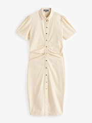 Sosandar Cream Popper Front Denim Dress - Image 5 of 5