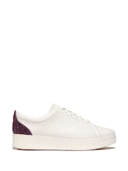 Белый/пурпурный - FitFlop Rally Crystal Backtab Leather Sneakers - Image 1 of 4