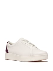 Белый/пурпурный - FitFlop Rally Crystal Backtab Leather Sneakers - Image 2 of 4