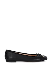 Dune London Black Standard Fit Highest Flexible Sole Contrast Leather Ballerina Flats - Image 2 of 6