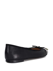 Dune London Black Standard Fit Highest Flexible Sole Contrast Leather Ballerina Flats - Image 4 of 6