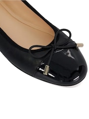 Dune London Black Standard Fit Highest Flexible Sole Contrast Leather Ballerina Flats - Image 6 of 6