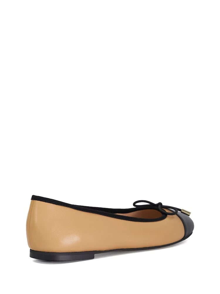 Dune London Brown Standard Fit Highest Flexible Sole Contrast Leather Ballerina Flats - Image 3 of 6